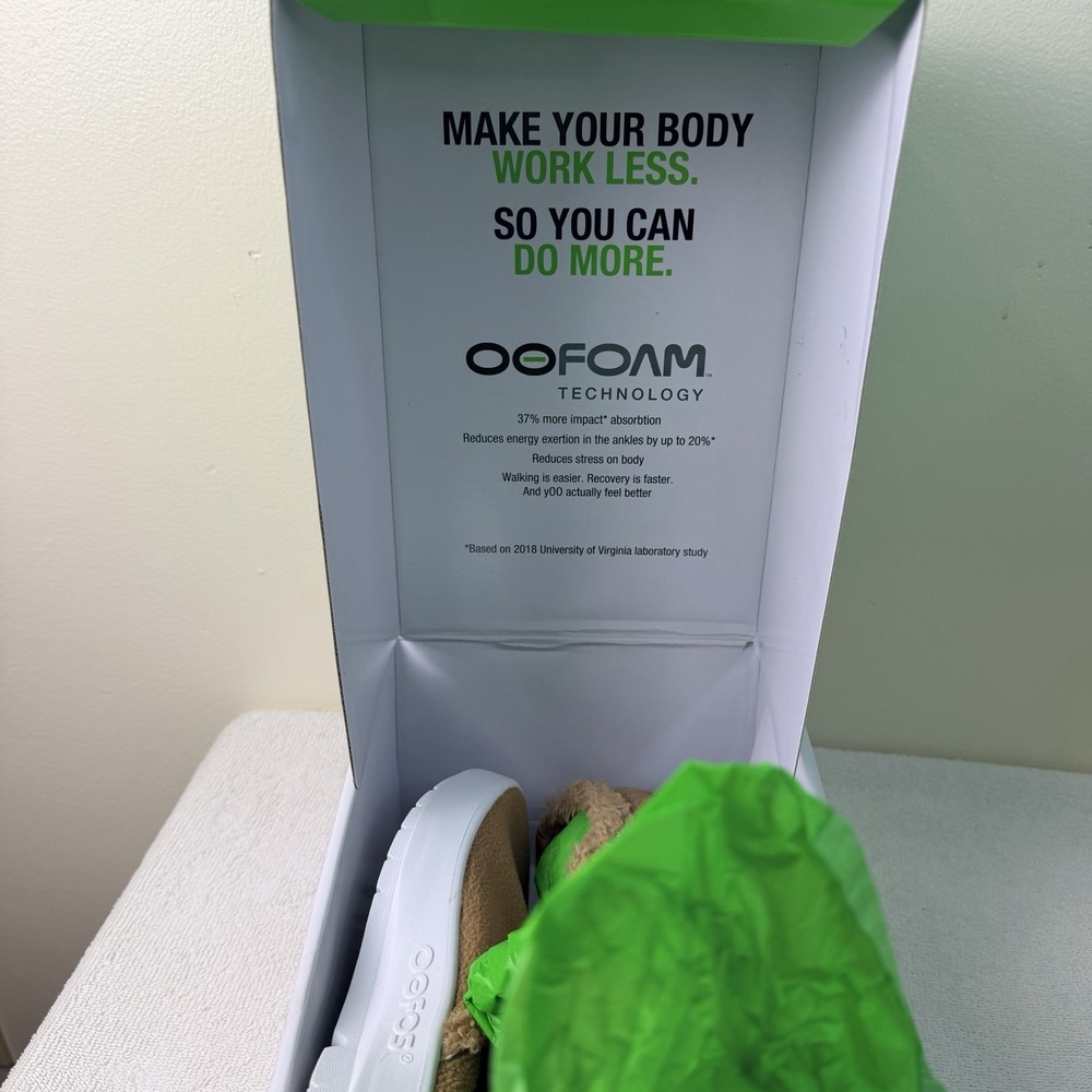 OOFOS OOcoozie Low Recovery Shoe Tan Chocolate Womens Size 7 Slip On Comfort - Picture 4 of 9